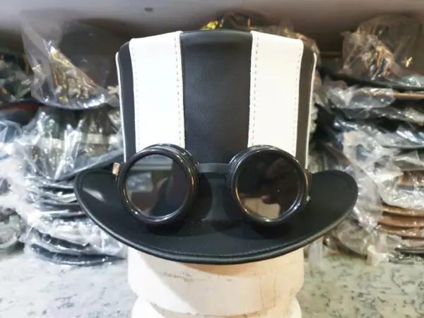 Steampunk Gothic Striped Leather Top Hat