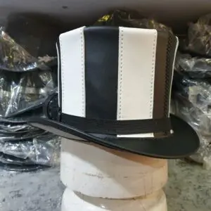 Steampunk Gothic Striped Leather Top Hat