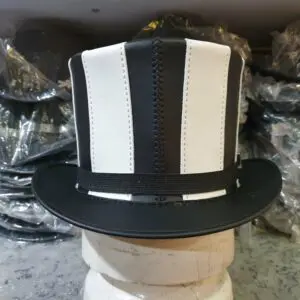 Steampunk Gothic Striped Leather Top Hat