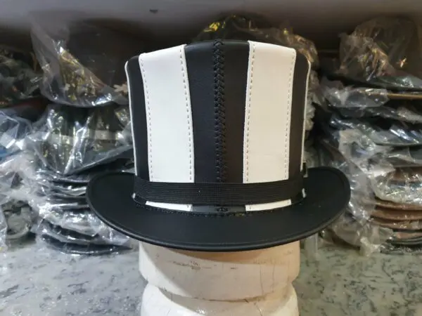 Steampunk Gothic Striped Leather Top Hat