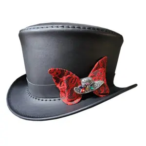 Victorian Black Leather Top Hat