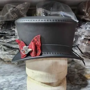 Victorian Black Leather Top Hat