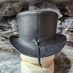 Victorian Black Leather Top Hat