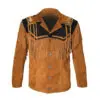 Western Native Indian American Cowboy Fringed Brown Suede Short Jacket