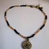 Mystic Tan And Black Crystal Bracelet With Seeing Eye Charm