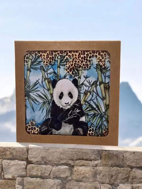 Adorable Indoor Coasters Of Panda Eating Bamboo