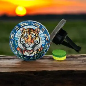 Stained Glass Tiger Car Vent Clip