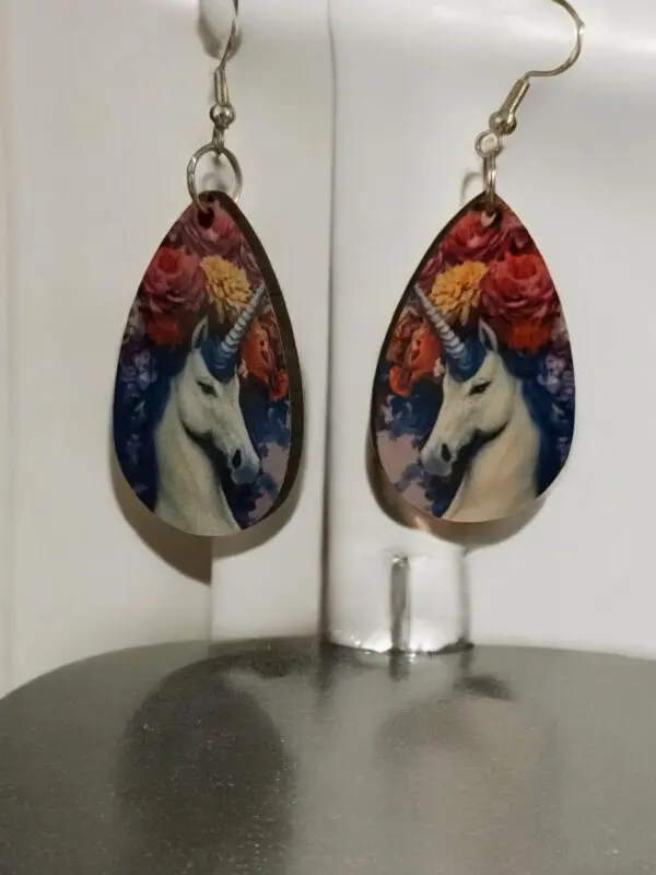 Brightly Colored Unicorn Teardrop Earrings