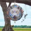 Magnificent Multicolored White Wolf Wind Spinner