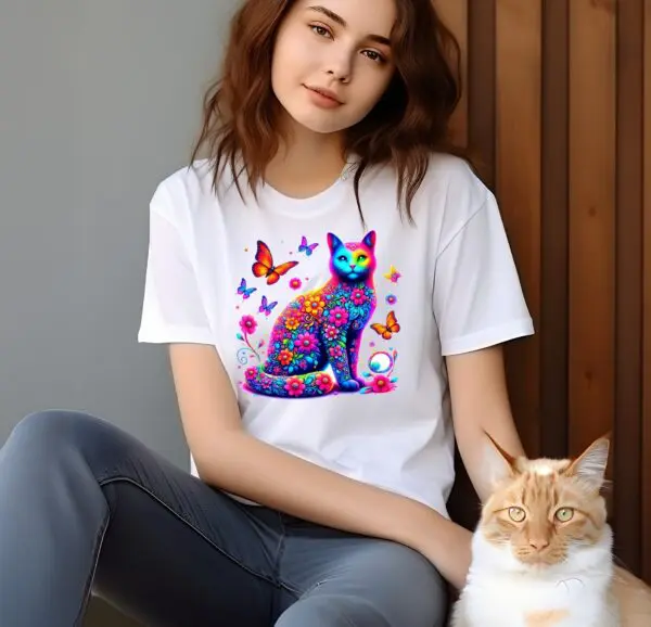 Beautiful Colorful Cat Graphic Tee