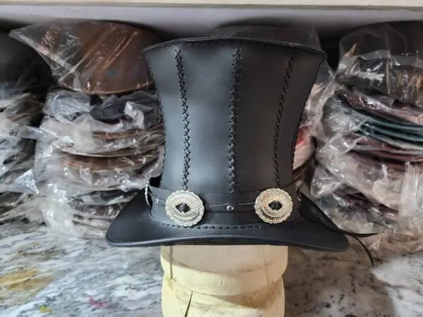 Rock Star Slash Inspired Black Leather Top Hat