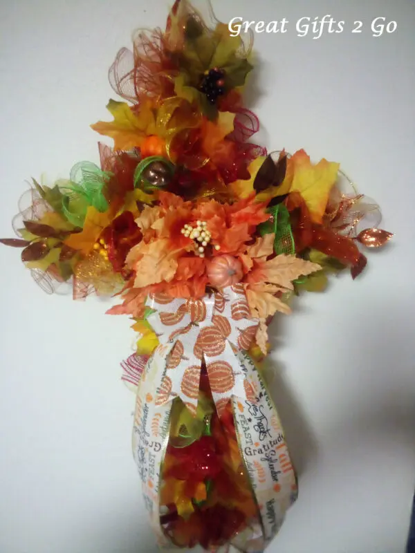 Bright Fall Harvest Cross Wreath