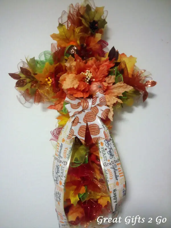 Bright Fall Harvest Cross Wreath