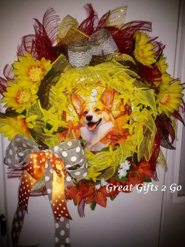 Adorable Corgi Fall Wreath