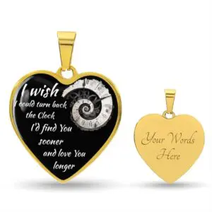 Luxury Heart Pendant Necklace I Wish I Could Turn Back The Clock