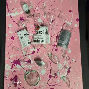 Custom Pink Broken Bacardi Bottle Painting2