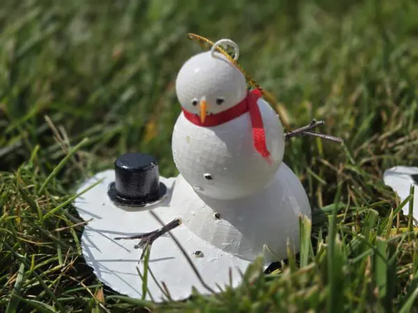 Melty Snowman Ornament With Red