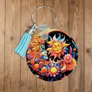 Celestial Sun and Moon Keyring