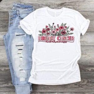 Floral Breast Cancer Awareness T-Shirt