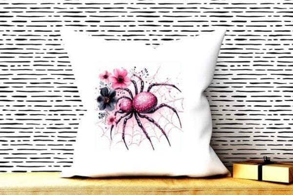 Pink Spider Pillow Cover