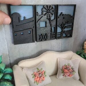 Adorable Dollhouse Miniature Barnyard Triptych 2