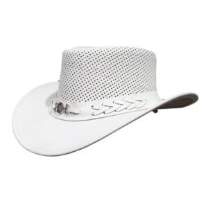 Cool Breeze White Leather Rodeo Hat