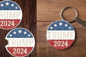 Trump 2024 Car Coasters and Keyring