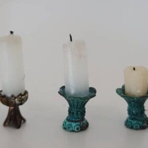 Candles with Metal Patina Accent