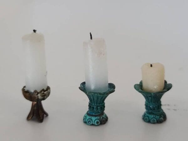 Candles with Metal Patina Accent