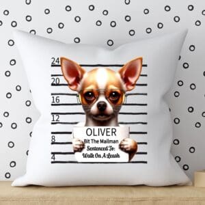 Personalized Chihuahua Mugshot Accent Pillow Cover