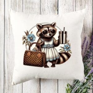 Raccoon Elegance Accent Pillow