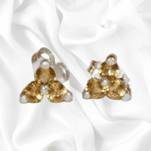 Silver Citrine Cluster Stud Earrings