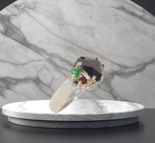 Trillion Cut Black Spinel Ring