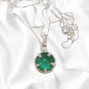 Green Agate Sterling Silver Pendant Necklace