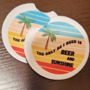 Beer And Sunshine Car Coasters