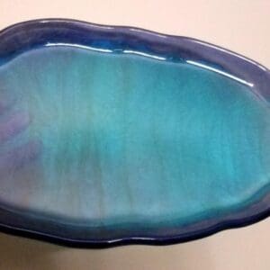 Unique Ocean Blue and Green Resin Oval Platter