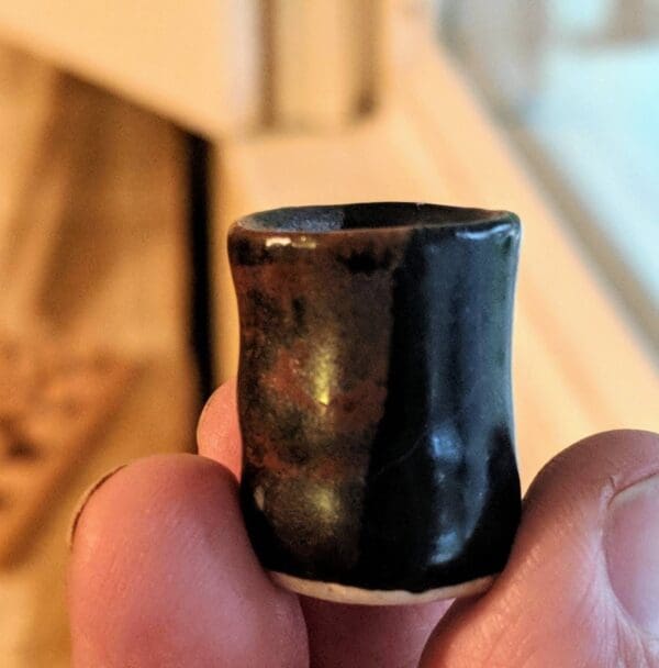 Miniature Ceramic Black Glazed Pot