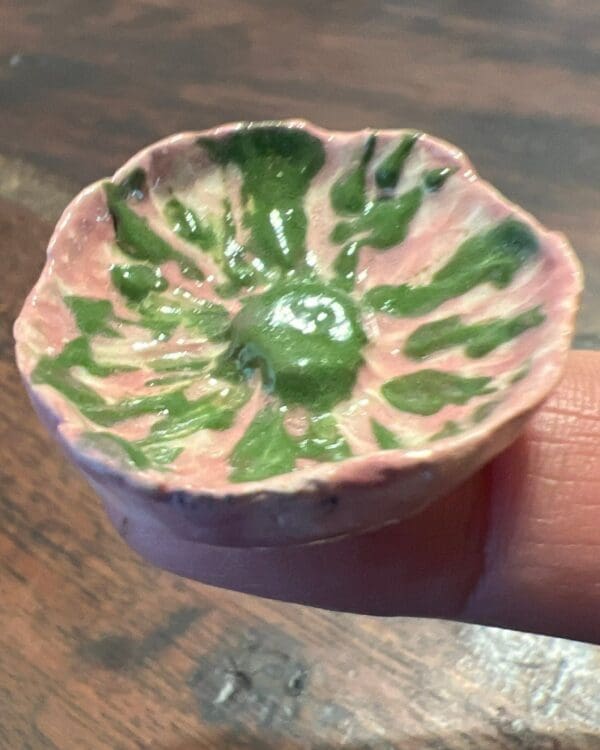 Miniature Ceramic Glazed Floral Dish