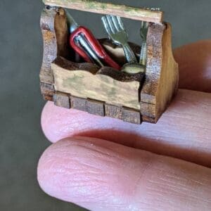 Dollhouse Miniature Wood Caddy