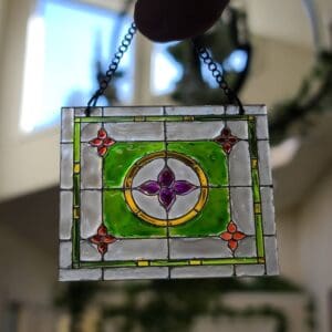 Adorable Square Dollhouse Miniature Stained Glass Window 3