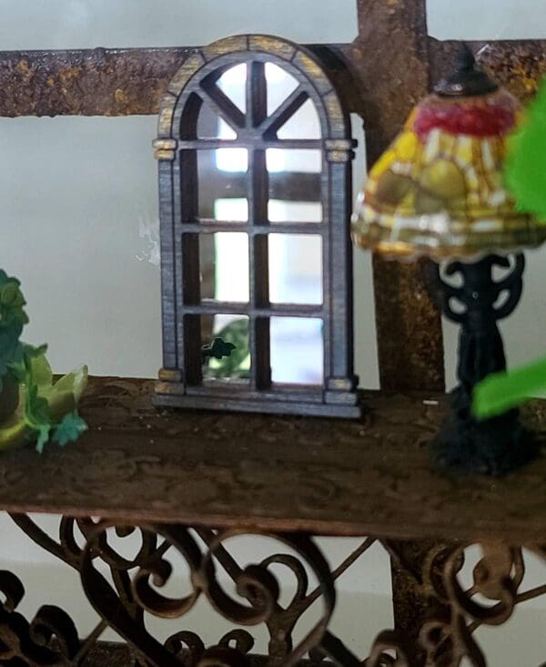 Adorable Dollhouse Wooden Pane Window Mirror 2