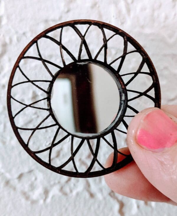 Dollhouse Miniature Round Spiral Edge Mirror