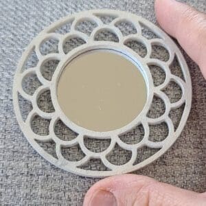 Lovely White Miniature Round Scalloped Edge Mirror