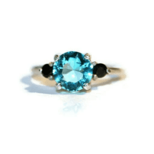 Paraiba Quartz And Black Spinel Ring