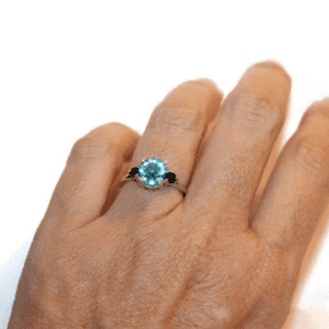 Paraiba Quartz And Black Spinel Ring