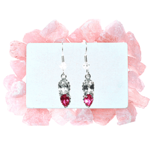 White And Pink Sapphire Gemstone Earrings