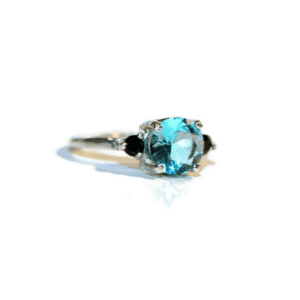 Paraiba Quartz And Black Spinel Ring