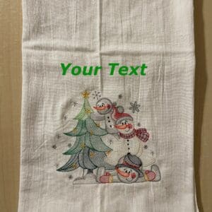 Adorable Personalized Handmade Embroidered Snowman Flour Sack Towels