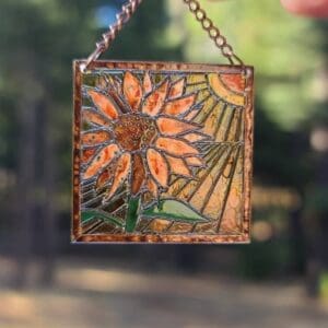 Unique Dollhouse Sunflower Stained glass Window