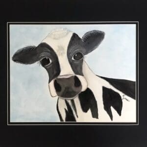 Adorable Black and White Cow Original Watercolor